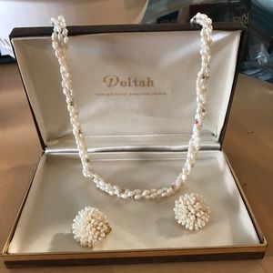 Estate 14k  uncultured pearl necklace set